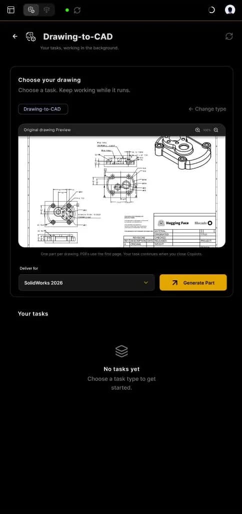 Drawing-to-CAD, paso 2: previsualizar el plano y elegir la salida