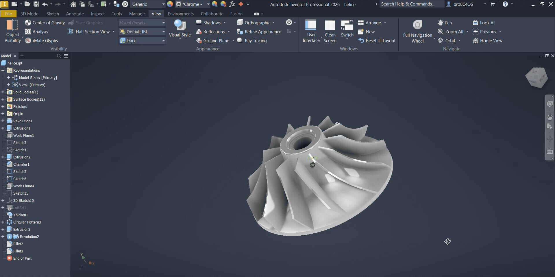 rotation in 3 dimensions on Inventor Autodesk